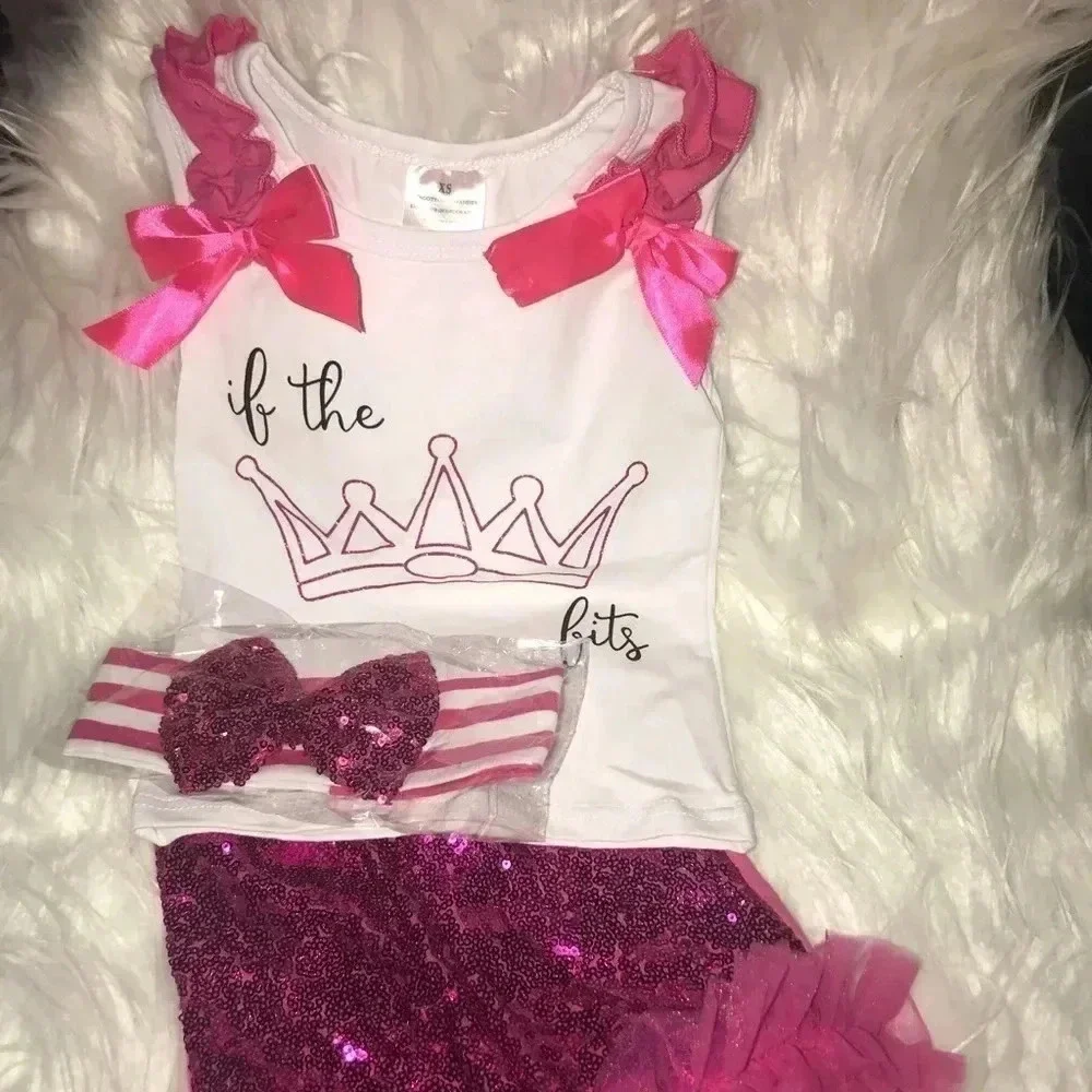 “IF THE CROWN FITS” 2 PIECE SET & HEADBAND SZ S